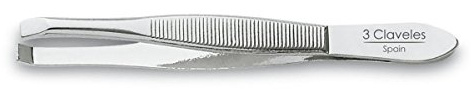 3 CLAVELES 2230 Pinza Depilar Cangrejo, Níquel De 8 Cm, Rojo