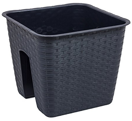 Geländerkasten L 27 anthrazit Rattan Optik Balkonkiste Blumenkasten Balkonkasten