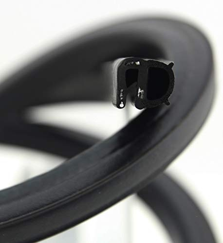 SMI-Dichtungsprofil DS15 für 1-2mm EPDM Moosgummi/Vollgummi mit Stahleinlage selbstklemmend ohne Kleber - Kantenschutz mit Dichtung seitlich, Kantenschutzdichtprofil für Auto, Kofferraum (3 m)