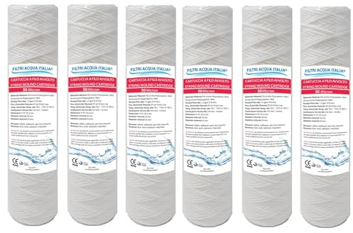 Filtros de agua Italia para filtros de agua de 10 pulgadas, 50 micrones, juego de 6 unidades