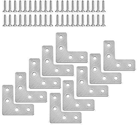 XFentech Équerres d'angle en Acier Inoxydable 5/10 Pièces - Support de Fixation Meubles Plate Réparation Plaques Connecteur en Forme de L avec Vis, 40 * 40mm