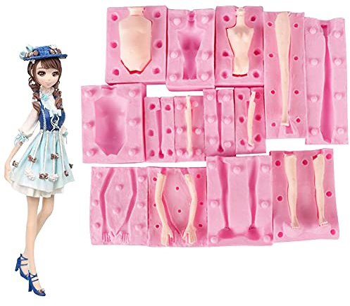 WonDerfulC 7 stampi per fondente a forma di bambola, stampi 3D per torte fai da te, argilla morbida, resina epossidica, silicone, strumenti da forno