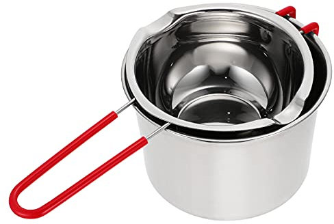 Cabilock 1 Jeu Pot Creuset De Bougies Fondoir De Chocolat Au Bain-Marie Creuset De Desserts Creuset De Bonbons Bols De Bain-Marie Casserole Poêle à Frire Couche Double Acier Inoxydable
