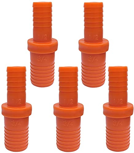 AERZETIX - Juego de 5 Racores reductores reparadores acanalados 1/2'' a 3/4'' para sistema de goteo/micro riego - empalme/manguito para mangueras de riego - en plástico - C48688