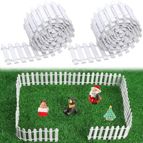 Miniature Garden Fence,Yueser 3 Pack 5 * 90CM Small Wooden Fence Flexible Miniature Picket Fences for Home Fairy Garden Dollhouse Micro Plant Pot DIY Gardens Decoration (White)