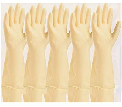 jingtinghy Handschuhe Industriehandschuhe Dicker Plastikschutz Abriebfeste wasserdichte Latexhandschuhe, 5 Paare (Color : White, Size : M)