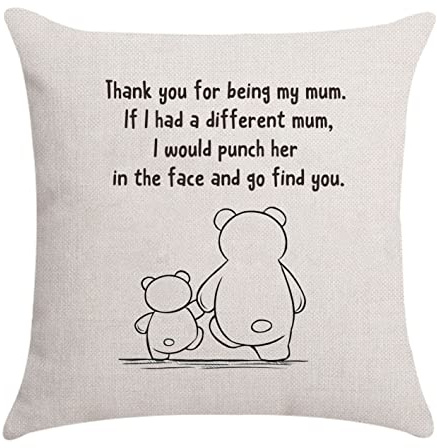 Aocaso Mum Cushion Cover Throw Pillow - Mummy & Mom Gifts from Daughter & Son (Thank You for Being My Mum)