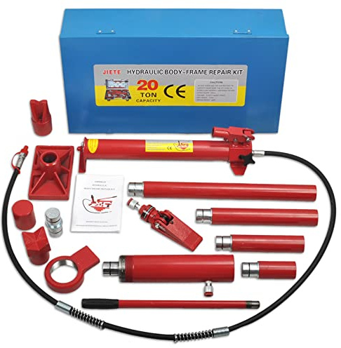 TBAPFS 20 Ton Porta Power Hydraulic Jack 2M(78.7inch) Welded Car Bottle Auto Body Frame Repair Kit Air Pump Lift Ram for Load Truck Bed Unloader Farm and Oil Hose Hydraulic Ram Equipment Construction