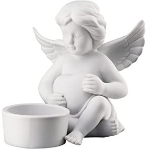 Rosenthal Engel mit Herz als Tischlicht, Ø 8,7 cm, H 10,2 cm, Porzellan Weiss-matt, Inkl. Geschenkbox