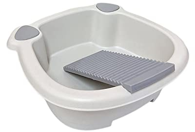 Milageto Tabla de Lavado a Mano para Lavabo, Cubo de Ropa para Lavar a Mano, de Lavado con Tabla de lavandería, Gris