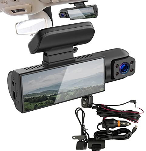 Enregistreur de caméra de Voiture,Caméra de Tableau de Bord Dashcam 2 canaux - Caméra de Voiture avec détection de Mouvement, Enregistrement en Boucle, Grand Angle 170 pour la Plupart des Fassme
