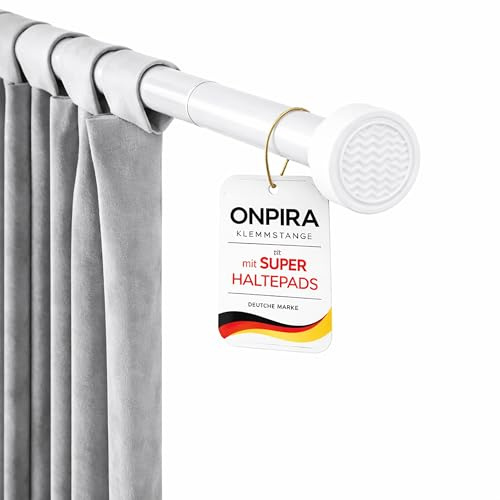 Onpira® Gardinenstange ausziehbar ohne Bohren – Teleskopstange in 5 Längen (40–240 cm) & 3 Farben – variable Teleskop-Stange für Fenster & Vorhänge, Edelstahl, Weiß oder Schwarz (40-60cm, Weiß)