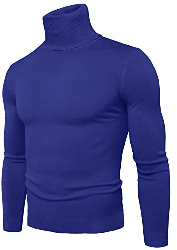 Générique Pull d'Hiver pour Homme à Col Roulé Torsadé en Tricot Fin et éPais avec Col Roulé Pull Basique à Col Roulé pour Homme - Coupe Ajustée - en Coton - Manches Longues - Col Roulé