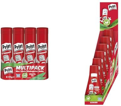 Bundle aus Pritt Klebestift, transparent, Blisterkarte, 4x11g und Pritt Alleskleber, 6x100g, Flasche, transparent
