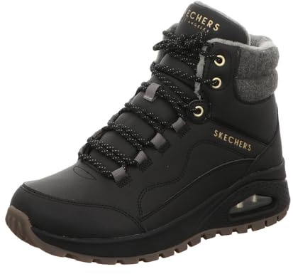 Skechers Uno Rugged Natures Bliss - Botines para Mujer, Lana Duraleather Negra, 38 EU