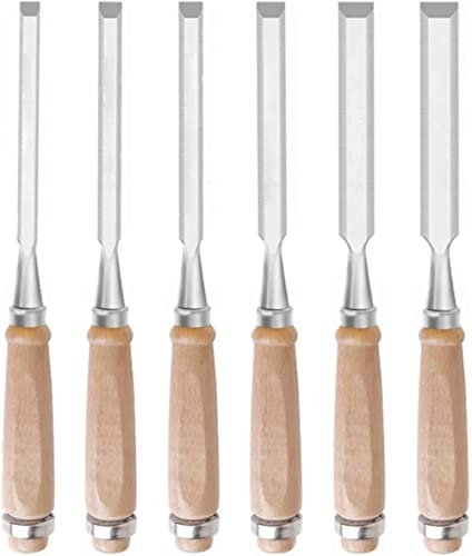 BomDog Meißel, Holzmeißel, Cr-V-Holzmeißel Für Zimmerei, Scharfes Holzmeißelwerkzeug Mit Abgeschrägter Kante, Fräskopfbreite – 6 Mm, 8 Mm, 10 Mm, 12 Mm, 16 Mm, 20 Mm, 4-Teiliges Set
