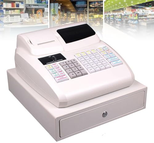 Elektronische Registrierkasse, multifunktionales Kassensystem mit kundenseitiger digitaler LED-Anzeige, 48 Tasten, 8 digitale Registrierkasse für kleine Unternehmen, Einzelhändler, Supermärkte