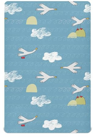 Spannbettlaken für Babybetten, Babybettwäsche für Jungen oder Mädchen, weich, atmungsaktiv, für Kinderbett-Matratze, 99,1 x 68,6 cm, Wildenten, Wellen und Wolken