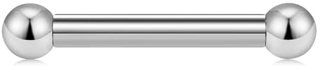 LAURITAMI PA Ring Prince Albert Piercing Plata 10G 12G Acero Inoxidable Barra Recta Longitud