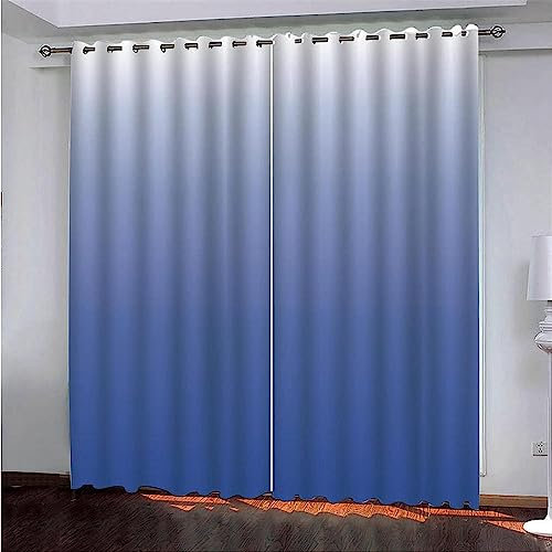 Vorhang, Kinderzimmer, 3D Blauer Farbverlauf 2 X 150 X 280 Cm Kindervorhänge Mit Ösen, Polyestervorhänge, Wärmeschutzvorhang, Blickdichter Vorhang Mit Ösen, Kindervorhänge Für Wohnzimmer, S -2P3B0X7X1