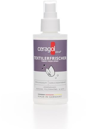 ceragol ultra Textilerfrischer, 150ml - Geruchsentferner mit Frische-Boost für Kleidung, Polstermöbel, Auto, Gardinen - Frühlingsduft