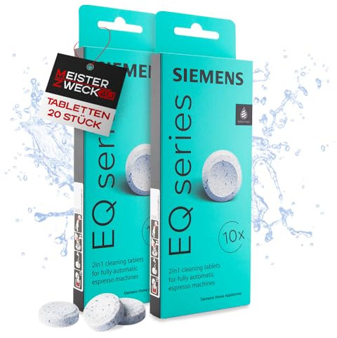MEISTERZWECK4U - Lot de 2x10 tablettes de nettoyage compatibles avec Siemens EQ Series TZ80001A - Élimine les résidus de café et protège la machine