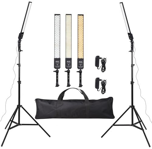 GSKAIWEN 24W 3200K-5500K Dimmable LED Photography Light Adjustable Photography Studio Light Kit with Tripod Stand Bag for Camera Video Studio Youtube Product Portrait Live Stream Shooting