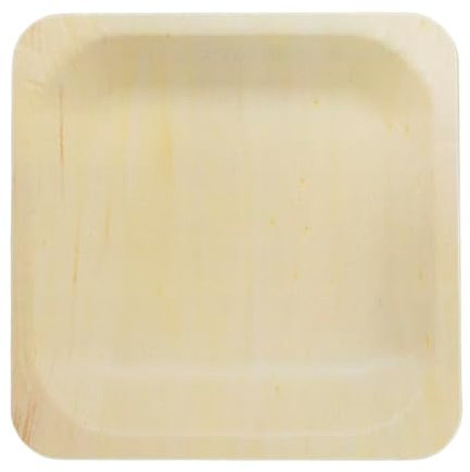 Monouso | 25 Platos de Madera Cuadrados 14x14cm, Biodegradables, Platos para Comida, Tiendas, Eventos