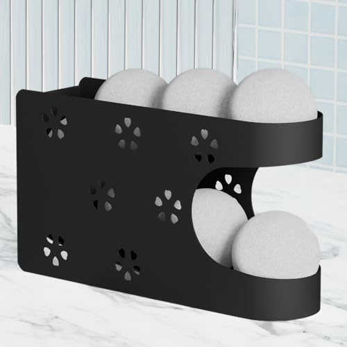WDT Tool Magnetic Dryer Ball Holder for Laundry Room,Automatic Dryer Balls Roller Chute Container & Organizer,Dryer Ball Dispenser for Storage,White Dryer Ball Basket (No Balls)