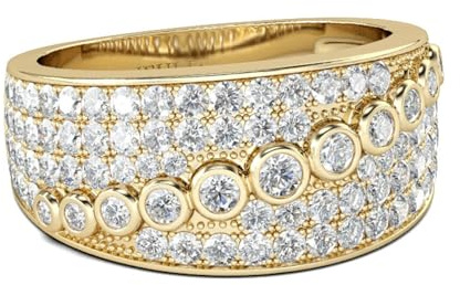 Jeulia Coupe Ronde Bague en Argent 925 Pour Femmes et Filles Bague de Fiançailles Large En Or Anneaux D'Éternité Alliances pour Un Anniversaire La Saint-Valentin (Or jaune, 54(17.3))