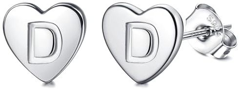 Adramata Orecchini Donna Argento 925 Con Lettere, Anallergici a Forma di Cuore, Piccoli per Ragazza, Regalo per Lei (Lettera A-Z), S4