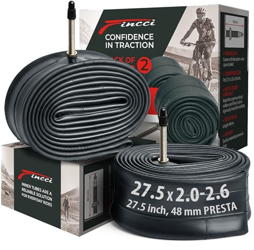Fincci Fahrradschlauch 27.5 Zoll Schlauch 27.5x2.0-2.60 Presta Ventil 48mm | 2er-Set Fahrradschläuche 27.5 x 2.0/2.10/2.125/2.20/2.25/2.30/2.35/2.40/2.50/2.60, 48mm Presta-Ventil für MTB und Trekkingrad