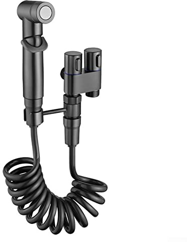 Bathroom Fresh Wall Mounted Faucet Spray Set, Langgi Toilet Companion, 1-in-2-Out Dual Control Valve, Handheld Bidet Sprayer for Toilet, Hand Held Bidet Sprayer for Toilet(Grey)