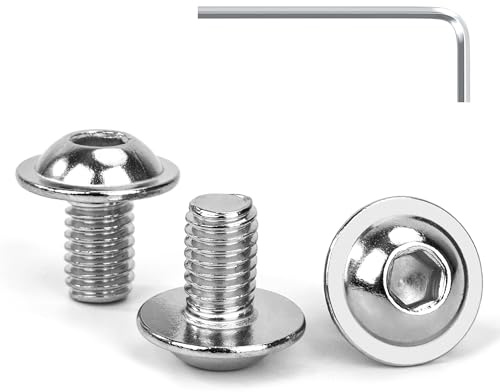 Tunejoy Linsenkopfschrauben mit Flansch M6 x 10 mm Linsenkopfschraube Innensechskant Edelstahl A2 V2A Flanschschrauben Vollgewinde mit Inbusschlüssel 30 Stück