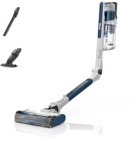Shark PowerPro Aspirateur sans Fil, Technologie FloorDetect, Anti-emmêlement, Système Anti-allergène, Léger, Flexible, Mode Portatif, 50 Min d’autonomie, Bac à poussière XL, Bleu Métallisé IZ380EU