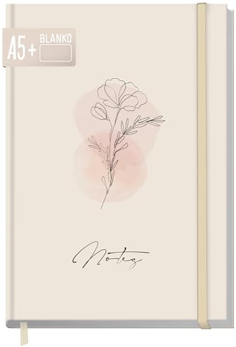=paper&you® anteckningsbok A5+ blank med resårband [bladguld] 156 sidor, 78 ark - som bullet journal, skissbok, dagbok - hållbar & klimatvänlig