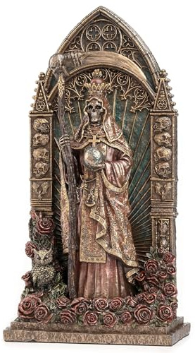 Veronese Design 9 3/8 Inch Regal Santa Muerte Dia De Los Muertos Arch Cold Cast Resin Bronze Finish Sculpture