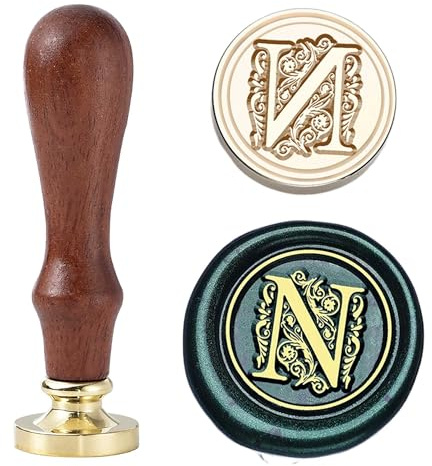 Wachssiegelstempel, Buchstabe N, Vintage-Siegelwachsstempel, 25 mm, Messing-Siegel für Umschläge, Einladungen und Hochzeiten