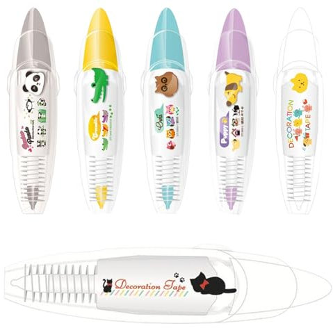 Bolígrafos decorativos para niños, cinta pluma | Bolígrafos de álbumes de recortes,Decoración de encaje de punta de rodillo, notas de dibujo de patrón de dibujos animados que toman suministros de