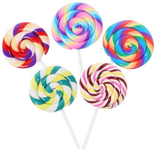 BESPORTBLE 5er-Set Süße Riesen-Lollipops aus Soft Clay – Bunte DIY-Deko für Handy, Schlüssel & Kinderaccessoires (8cm) süßigkeiten kinder lutscher großpackung riesen lolli deko bonbons groß