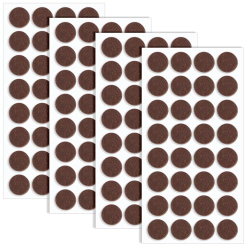 TIESOME 128 Stück Filzgleiter Selbstklebend Set, 5 mm Dicke Bodenschoner für Stühle rutschfest Filzblatt Profi Möbelgleiter Filz Stuhl Filzgleiter für Stelle von Möbel(Braun)