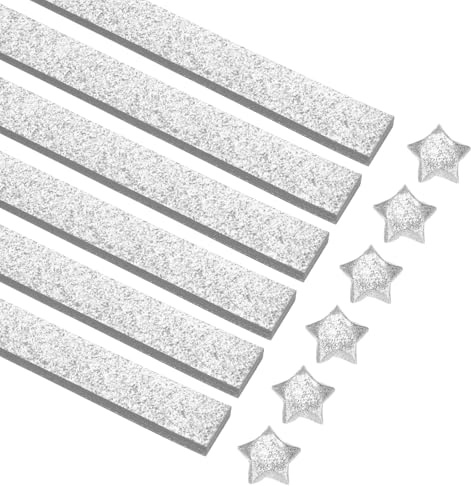 sourcing map 360 Sheets Origami Paper Glitter Stars Papers Silver Fold Paper for Beginner Arts Crafts Projects,0.4 x 9.5 Inch