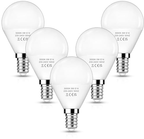 EvaStary E14 LED Warmweiss Lampe 5W Ersetzt 40W P45/G45 450LM, 5 Stück | 5W E14 Lampe Ersetzt 40 Watt Halogen, P45/G45 Tropfenform Birne, Warmweiß 3000K Leuchtmittel, Nicht Dimmbar Energiesparlampe