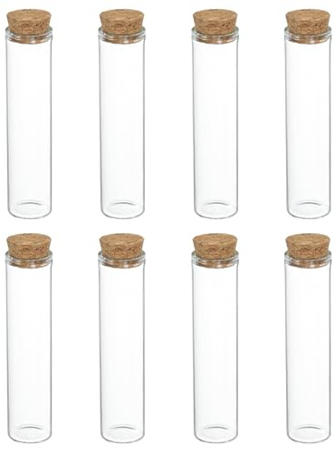 sourcing map 8 mini bottiglie di vetro con tappo in sughero, piccole bottiglie trasparenti da 25 ml, vuote, fiale per fai da te, artigianato, feste, matrimoni, bomboniere