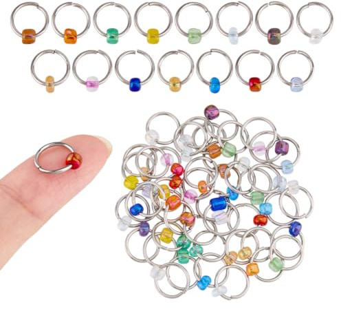 SUPERFINDINGS 45Pcs 15 Colors Crochet Stitch Marker Rings 304 Stainless Steel Knitting Crochet Locking Stitch Markers Removable Knitting Marker Counters for Knitting Weaving Sewing Jewelry Making