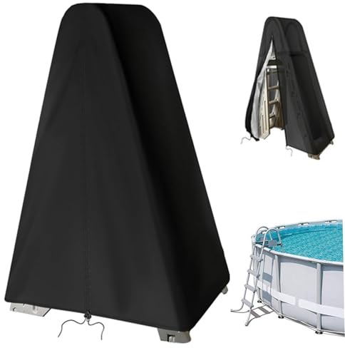 Pool Ladder Cover Above Ground Waterproof 210d Oxford Cloth Ladder Cover for Swimming Pool or Stairs Accessories, Black, Only-Covers, Step, Ladde