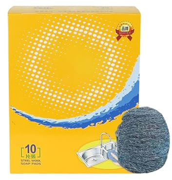 Ahuuen Estropajos De Lana De Acero con Jabón - 10 Piezas de Estropajo con Jabón para Utensilios de Cocina,Limpiador de Fregadero de Cocina - para Hogar Baño Fregadero Azulejos Ollas Sartenes