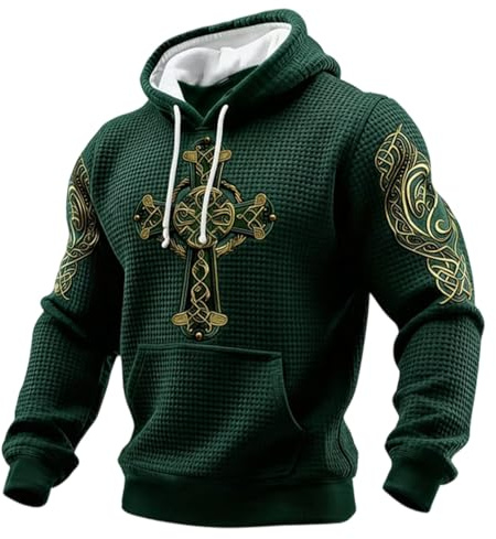 Mens St Patricks Day Hoodie 3D Print Fashion Pullover Costume Irish Sweatshirt Shamrock Luckys Shamrock Shirts Women St Patrick's Day Knit Hoodie