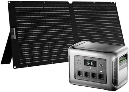 ALLPOWERS R1500 LITE 1600W Tragbare Powerstation mit Solarpanel ETFE 100W, 1056Wh LiFePO4 Akku, Vollständige Aufladung in 1 Std, 650W MPPT Solar Generator, 15ms USV für Notstromversorgung Camping RV