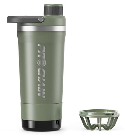 PROCHAIN Insulated Stainless Steel Protein Shaker Bottle, 20oz Metal Mixer | Leak-Proof Twist Lock Lid with Detachable Powder Storage for Gym, Workout & Sports